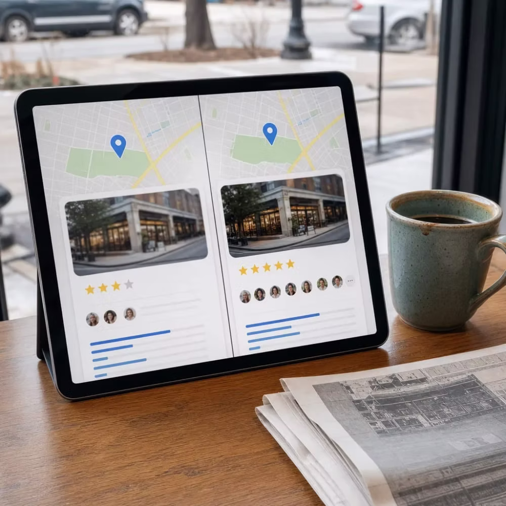 Tablet showing an improved Google Business Profile